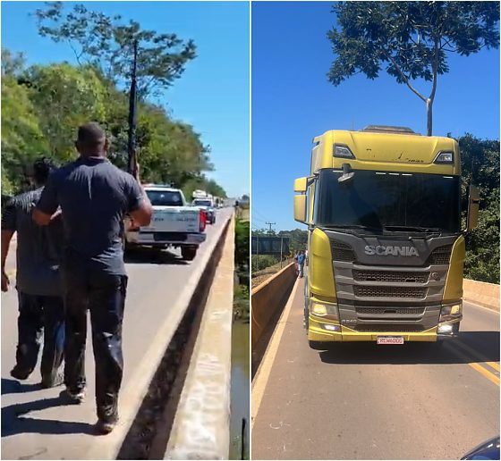 Homem é perseguido por policiais depois de roubar caminhão e tenta fugir nadando por rio