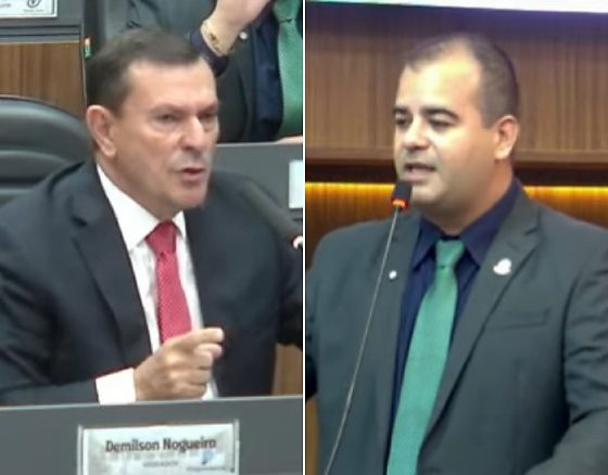 À esquerda - o vice-líder do governo na Câmara de Cuiabá, Demilson Nogueira (PP), e o vereador Ilde Taques (Podemos).