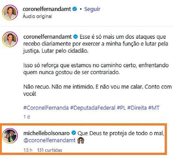 Mensagem Michelle Coronel Fernanda