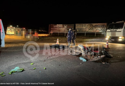 Motociclista de morre após ser atingido por carro em rotatória da MT-130