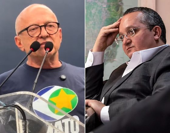 O governador Otaviano Pivetta (Republicanos) e o ex-governador Pedro Taques (PSB) - da esquerda à direita.