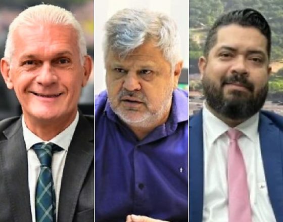 O vereador por Cuiabá Mário Nadaf (PV), o presidente estadual do PV José Roberto Stopa e o vereador Marcus Brito Jr - da esquerda à direita. 