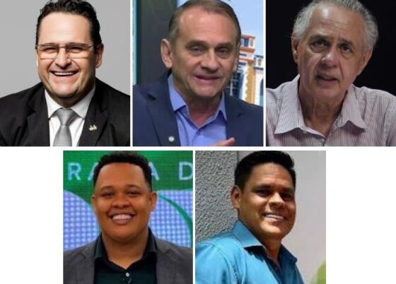 Haroldo Arruda, o deputado estadual Wilson Santos, o ex-senador Antero Paes de Barros, o repórter Caio Abreu e oArthur Garcia - da esquerda à direita.