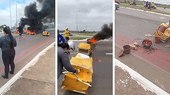Moradores se revoltam com falta de água, fecham ruas e queimam pneus em VG