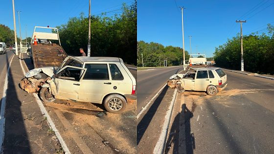 Em caminho para faculdade, casal é fechado por carreta, mas sobrevive a acidente 