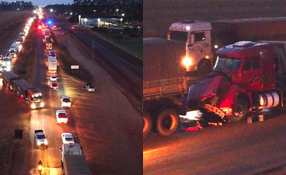 Acidente entre carretas na BR 163 em Sinop
