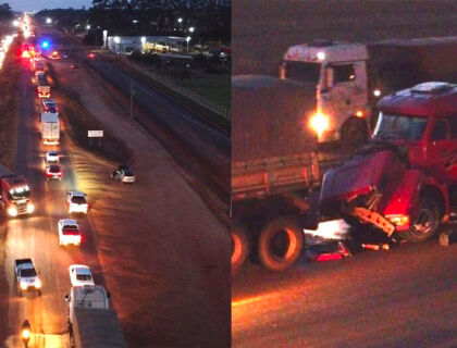 Acidente entre carretas na BR 163 em Sinop 