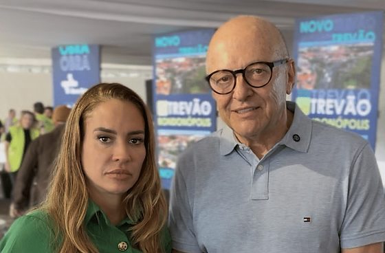 Kalynka Meirelles (Podemos) e o governador Otaviano Pivetta (Republicanos).