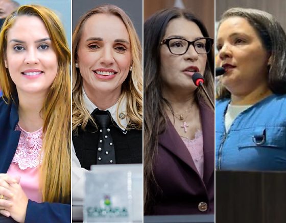 As vereadoras do Podemos em Rondonópolis, Kalynka Meirelles; em Cuiabá Katiuscia Mantelli e Dra. Mara; e em Várzea Grande, Gisa Barros.