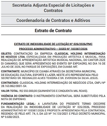 Contrato Show Zezé
