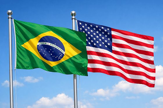Bandeira do Brasil e Estados Unidos
