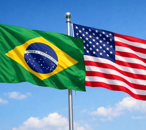 Bandeira do Brasil e Estados Unidos