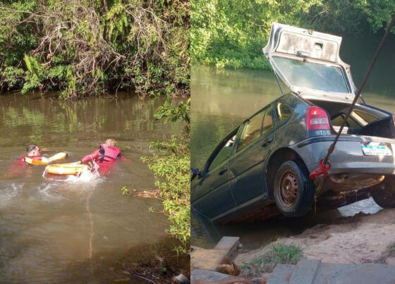 Motorista é resgatado agalhado em galhos após carro cair em rio de Sinop 