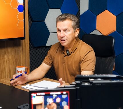 O ex-governador e pré-candidato ao Senado, Mauro Mendes (União Brasil), no HNT Entrevista.