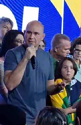 O prefeito de Cuiabá, Abilio Brunini (PL), na convenção estadual do partido. 