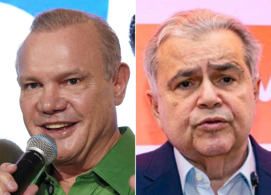 O pré-candidato ao governo e senador Wellington Fagundes (PL)  e o pré-candidato ao Paiaguás pelo Novo, Marcelo Maluf. 