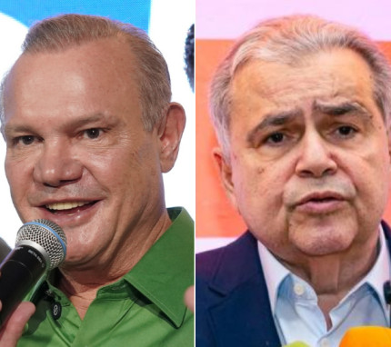 O candidato ao governo e senador Wellington Fagundes (PL)  e o candidato a vice-governador, Marcelo Maluf (Novo). 