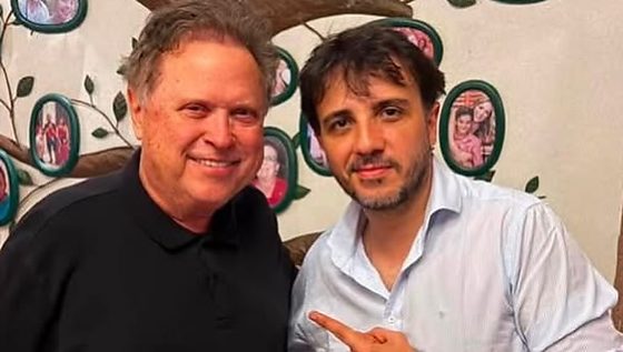 O ex-ministro da Agricultura e ex-governador, Blairo Maggi (PP), com o pré-candidato à presidência, Renan Santos (Missão).