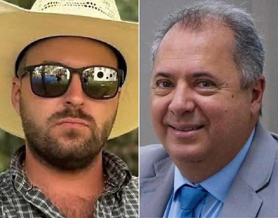 Taigo Velli, o influenciador 'AgroTaigo', e o ex-secretário municipal de Cultura de Chapada dos Guimarães,  Gilberto Mello (PL). 