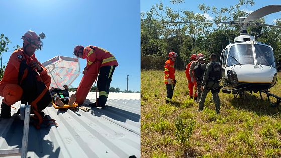 trabalhador resgatado após receber descarga elétrica