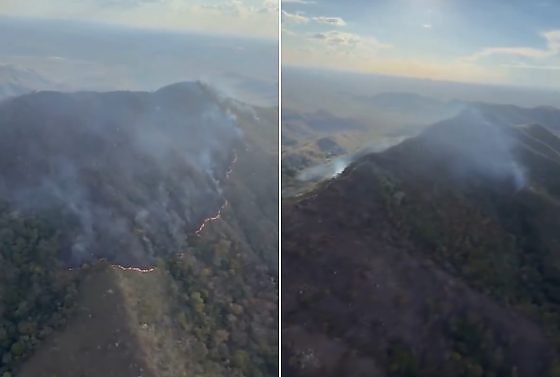 Incêndio se espalha em área de preservação em Chapada dos Guimarães