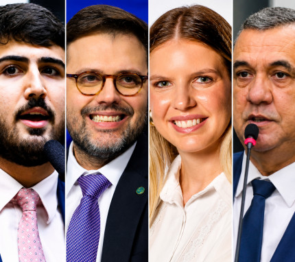 O deputado federal Emaneulzinho, o candidato à Câmara dos Deputados Irajá Lacerda, a jornalista e candidata à AL Rafaela Fávaro e o ex-vereador por Cuiabá, Renivaldo Nascimento; todos filiados ao PSD. 