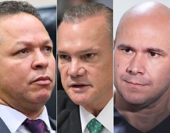 O prefeito de Rondonópolis, Cláudio Ferreira, o senador Wellington Fagundes e o prefeito de Cuiabá, Abilio Brunini - todos filiados ao PL. 