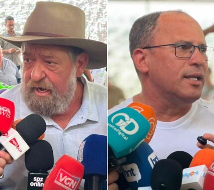 Os deputados federal Nelson Barbudo e estadual Fabio Tardin, ambos do Podemos. 