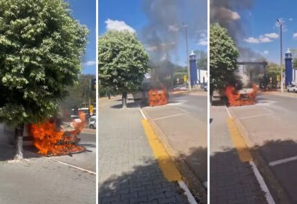 van com 10 turistas pega fogo