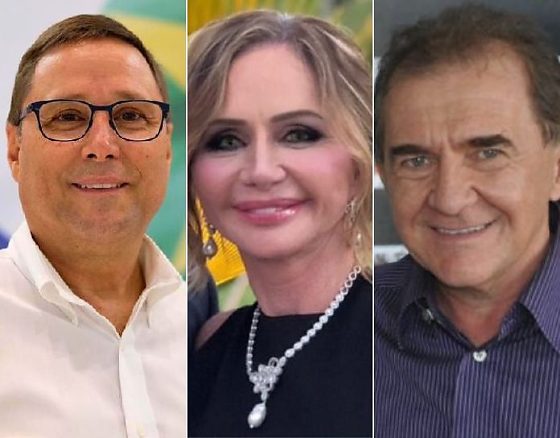 O secretário-chefe da Casa Civil, Mauro Carvalho; Laura Paulino Garcia, mãe do deputado federal Fabio Garcia (União Brasil); e o vice-prefeito de Lucas do Rio Verde, Joci Piccini (União Brasil).