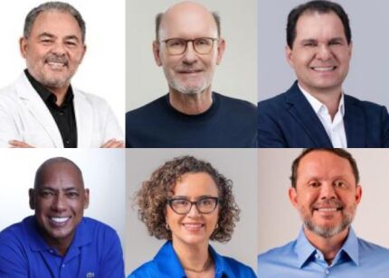 Dr. Odenilson, Carlos Avallone, Chico Guarnieri, Juca do Guaraná, Sheila Klener e Hugo Garcia - da esquerda à direita. 