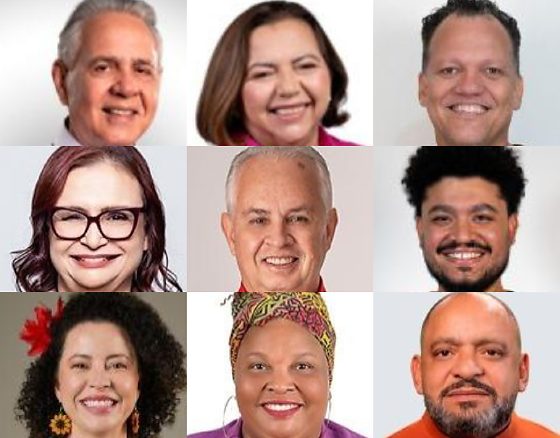 Antero, Dona Neuma, James Cabral, Rosa Neide, Altir Peruzzo, Léo Rondon, Professora Graciele, Profª Leliane Borges e Noel Coletivo Trabalhista - da esquerda à direita.