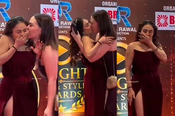 Atriz indiana é beijada à força por fã durante evento