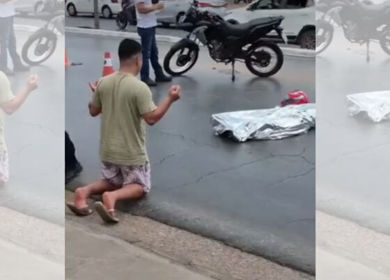 filho ora ao lado do corpo do pai em Cuiabá