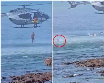 Homem tenta fugir nadando no mar