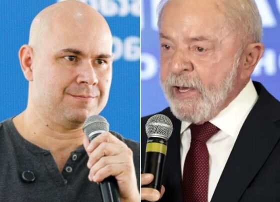 O prefeito de Cuiabá, Abilio Brunini (PL), e o presidente Lula (PT). 