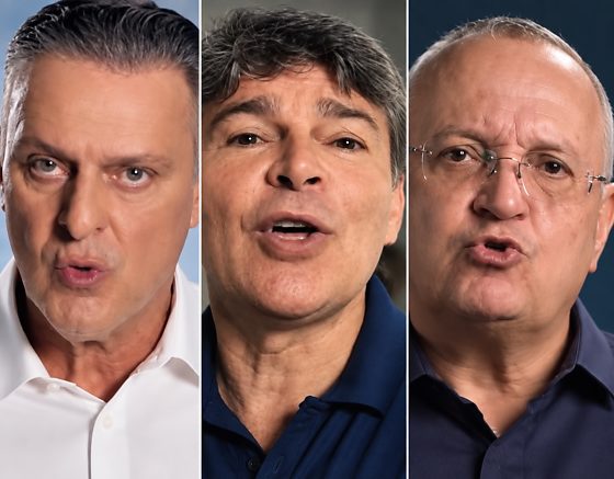 O senador Carlos Fávaro (PSD), o deputado federal José Medeiros (PL) e o ex-governador, Pedro Taques (PSB); todos candidatos ao Senado.