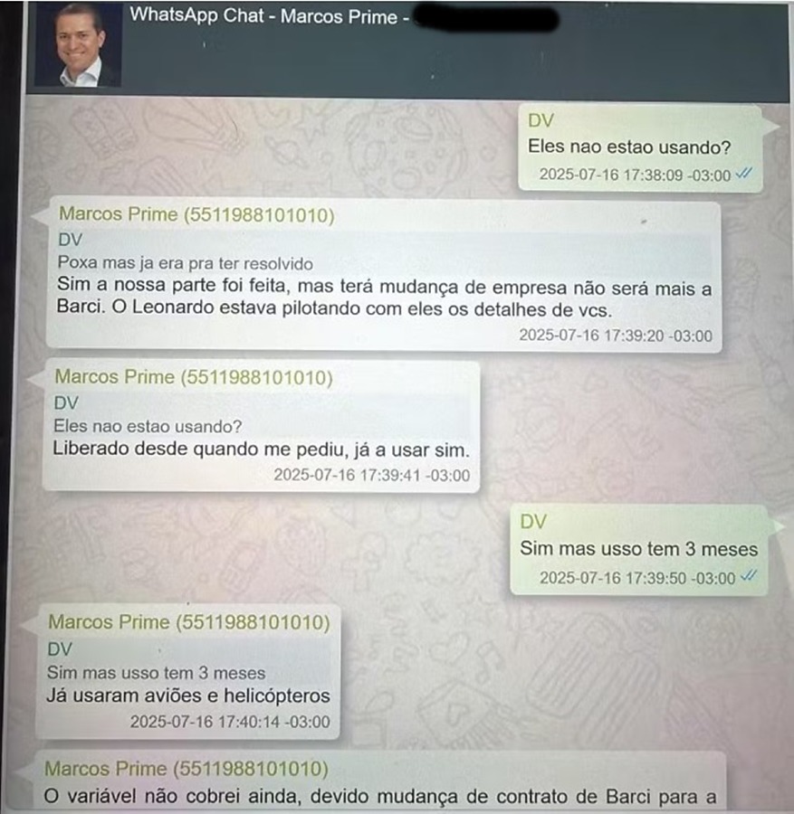 Vorcaro questionou Marcos Matta, gestor da empresa PrimeYou, se Alexandre de Moraes e sua esposa Viviane Barci estavam utilizando as aeronaves