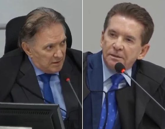 O conselheiro, Antônio Joaquim, e o presidente do TCE-MT, Sérgio Ricardo.