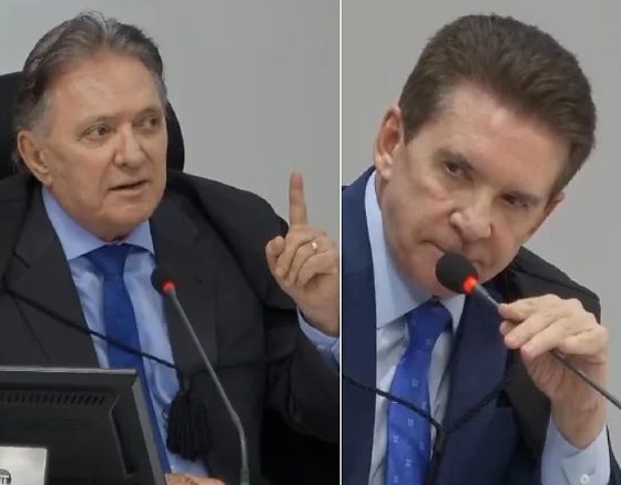 O conselheiro, Antônio Joaquim, e o presidente do TCE-MT, Sérgio Ricardo.