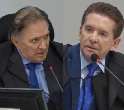 O conselheiro, Antônio Joaquim, e o presidente do TCE-MT, Sérgio Ricardo. 