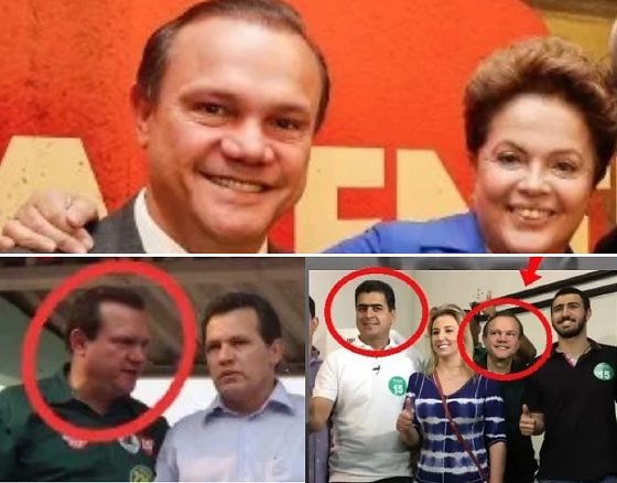 Acima, o senador Wellington Fagundes (PL) com a ex-presidente Dilma Roussef (PT); abaixo, à esquerda, Fagundes e o ex-governador Silval Barbosa; e à direita em destaque, o ex-prefeito de Cuiabá, Emanuel Pinheiro (PSD), e Wellington.