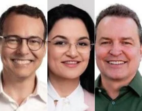 Ludio Cabral (PT), Samantha Iris (PL) e Max Russi (Podemos).