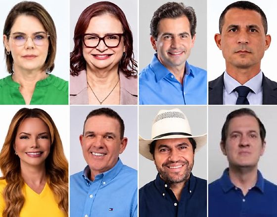 Da esquerda à direita: Coronel Fernanda (PL), Rosa Neide (PT), Fabio Garcia (União Brasil), Coronel Assis (PL), Virginia Mendes (União Brasil), Juarez Costa (Republicanos), Thiago Boava (PL) e César Roveri (Podemos).