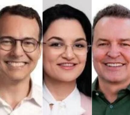 Ludio Cabral (PT), Samantha Iris (PL) e Max Russi (Podemos).