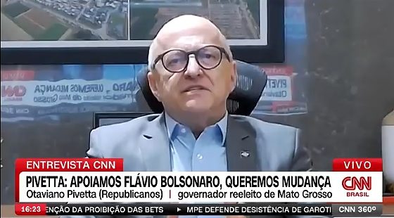 O governador reeleito, Otaviano Pivetta (Republicanos).