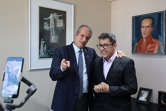 O presidente nacional do PL, Valdemar da Costa Neto, e o presidente do PL em MT, Ananias Filho.