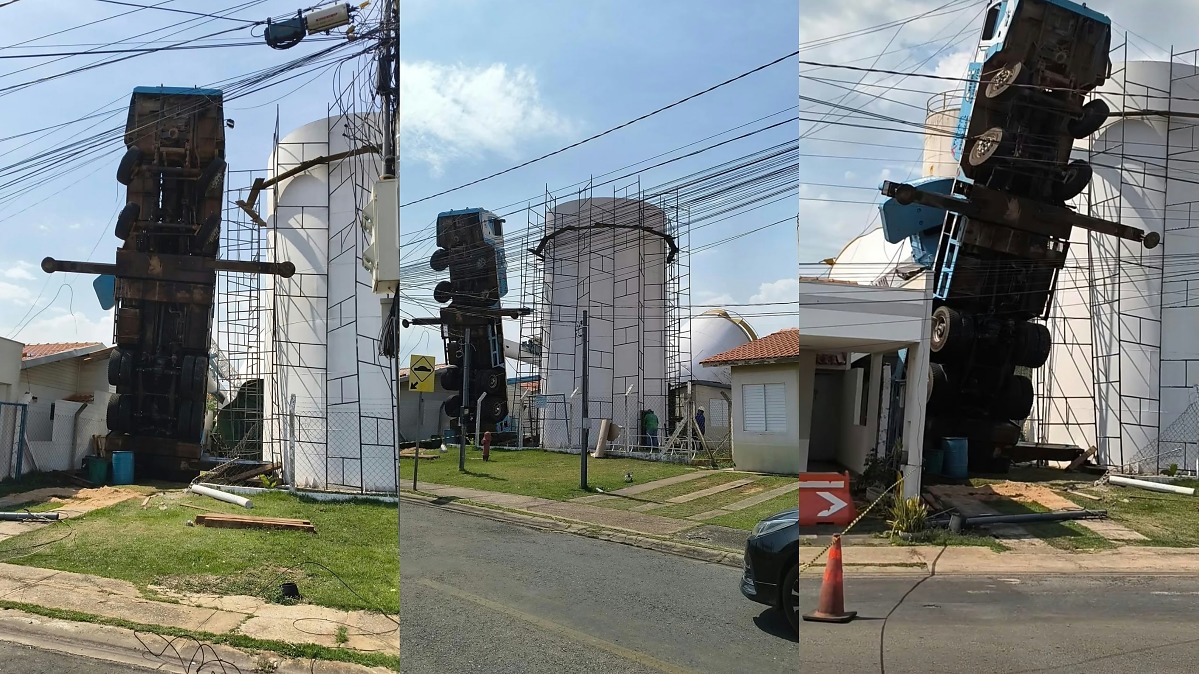 Guindaste tomba e atinge residência no Jardim Imperial, em Cuiabá