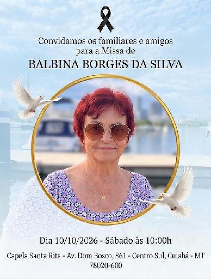 Missa em memória de Balbina Borges acontece neste sábado em Cuiabá