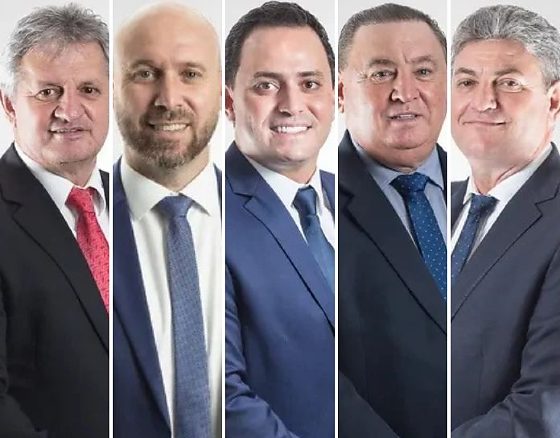 Os deputados estadual Dilmar Dal Bosco (UB), Beto Dois a Um (Podemos), Diego Guimarães, Nininho e Valmir Moretto - os três últimos são do Republicanos. 